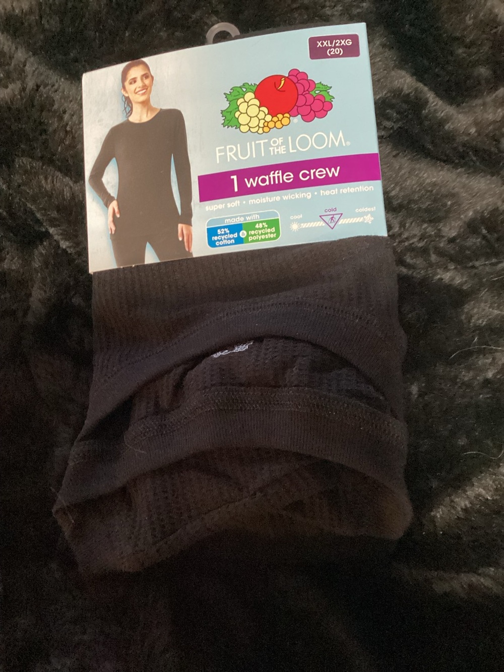 Black waffle crew thermal top-Ladies XXL-NEW